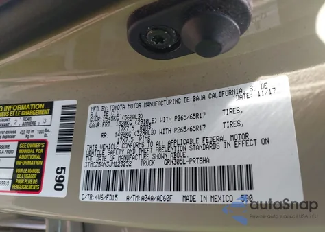 2018 Toyota Tacoma Trd Sport z USA, uszkodzony, nr VIN 3TMCZ5AN3JM123252